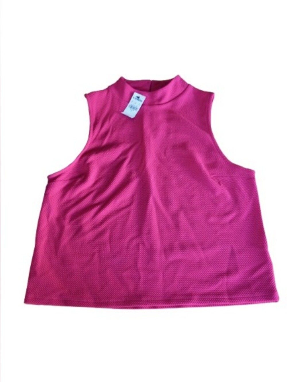 Express Mock Neck Sleeveless Tank - Bright Pink
